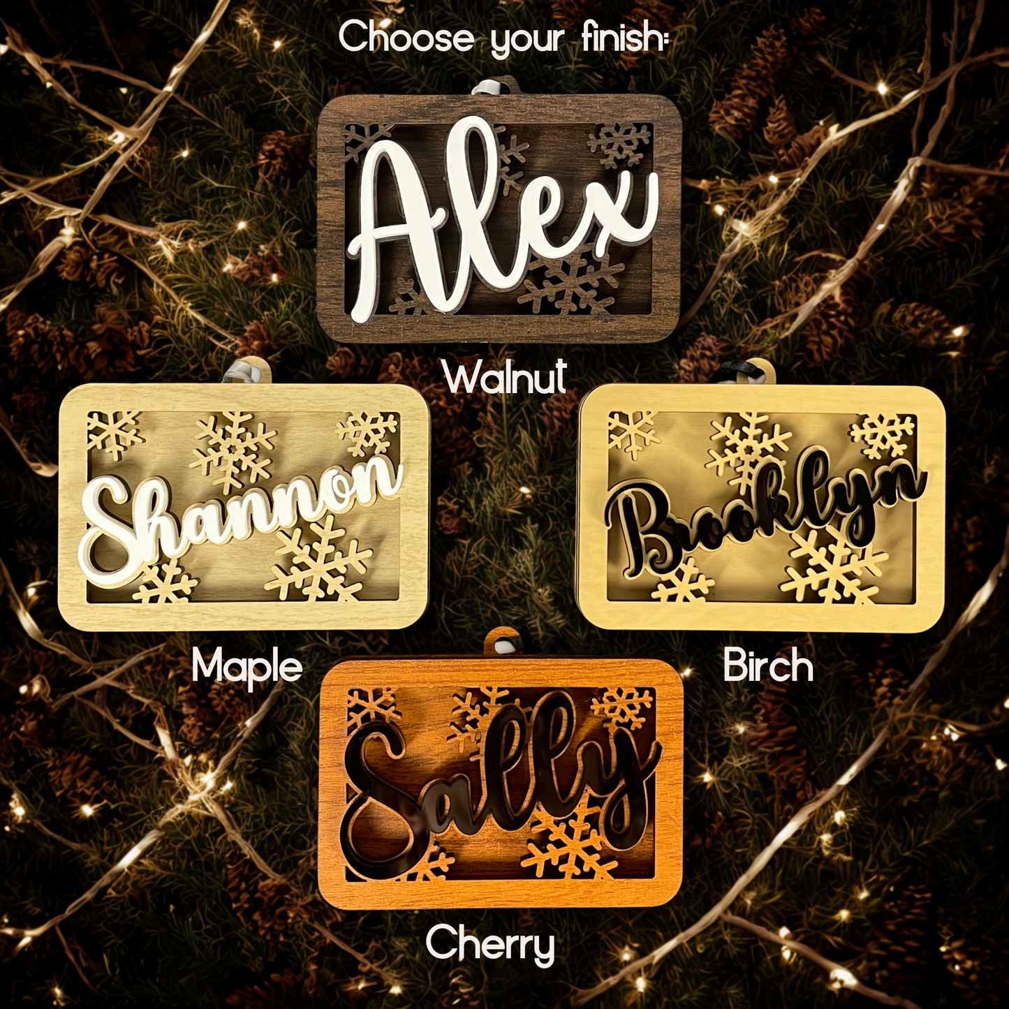 Personalized Christmas Ornament with Name β Custom Wood Snowflake Ornament β Holiday Gift for Kids, Family, Teacher, Stocking Stuffer