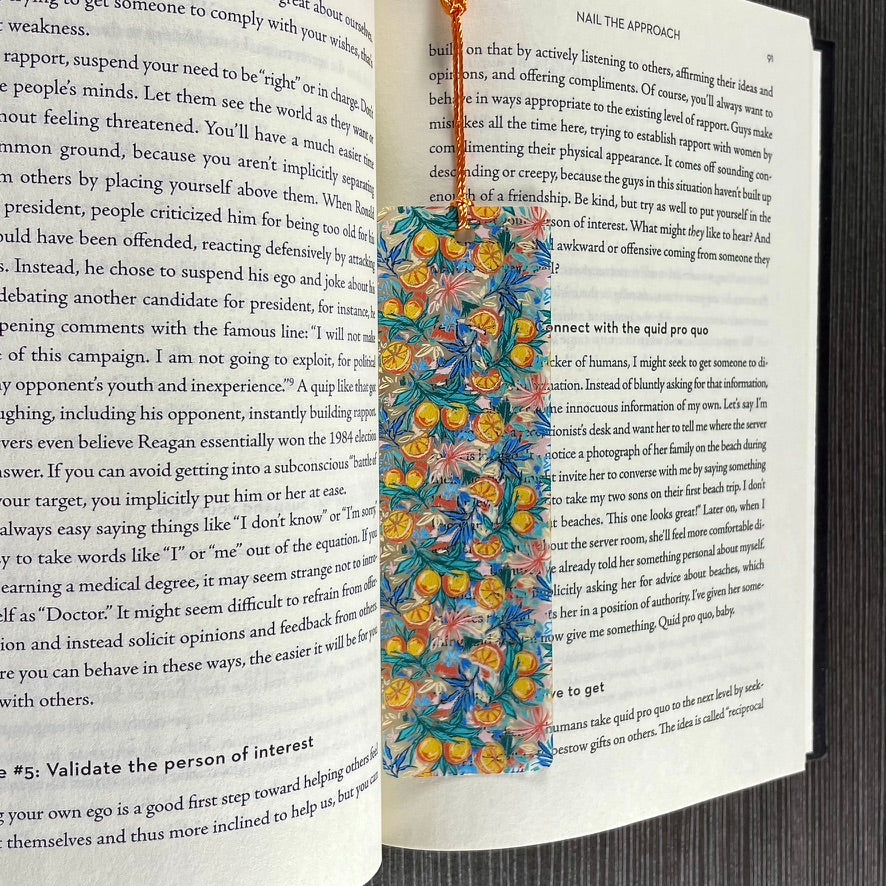 Juicy Orange Slice Bookmark with Tassel | Fun Summer Gift for Book Lovers | Citrus Reading Accessory for Her