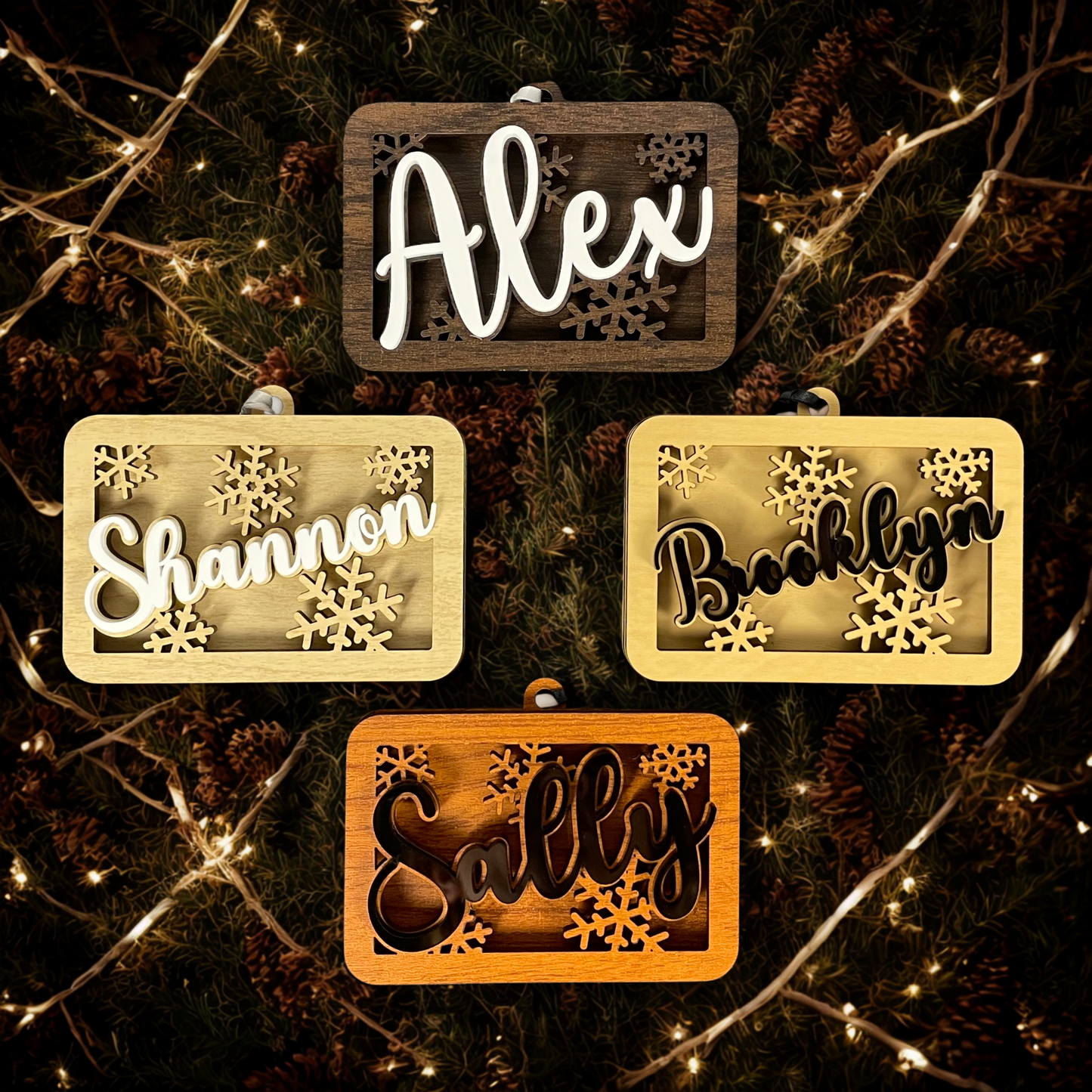 Personalized Christmas Ornament with Name β Custom Wood Snowflake Ornament β Holiday Gift for Kids, Family, Teacher, Stocking Stuffer
