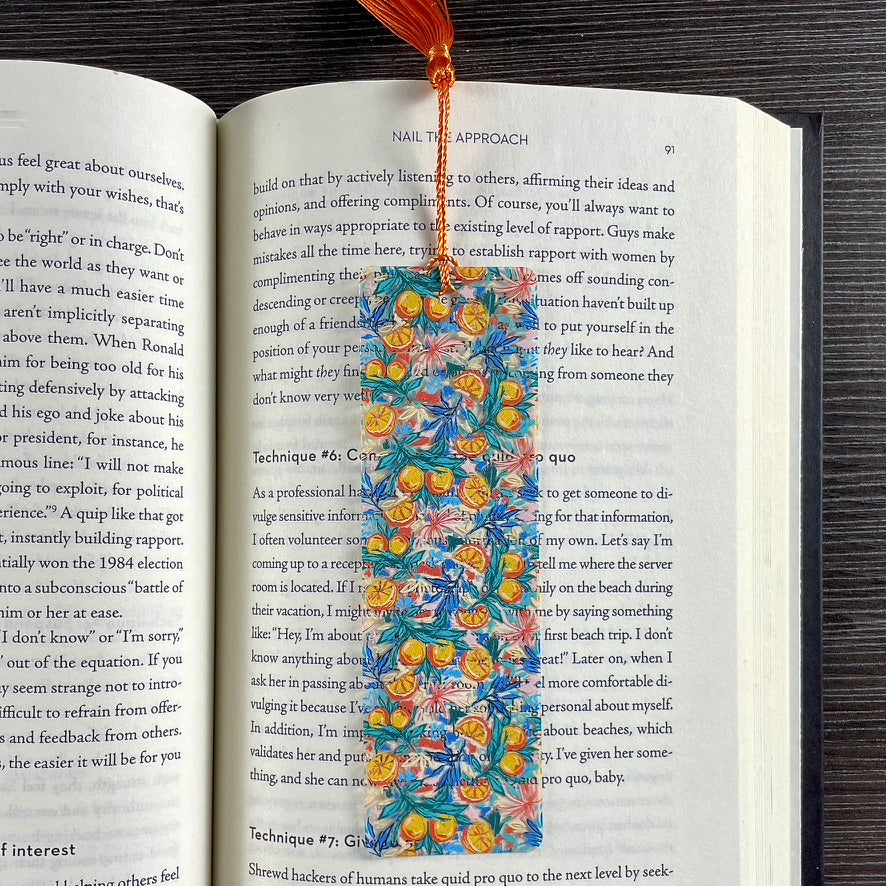Juicy Orange Slice Bookmark with Tassel | Fun Summer Gift for Book Lovers | Citrus Reading Accessory for Her