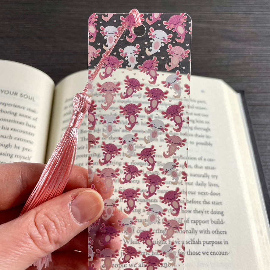 Pink Axolotl Bookmark | Cute Bookmark for Kids & Animal Lovers | Fun Gift for Readers | Kawaii Reading Accessory with Tassel