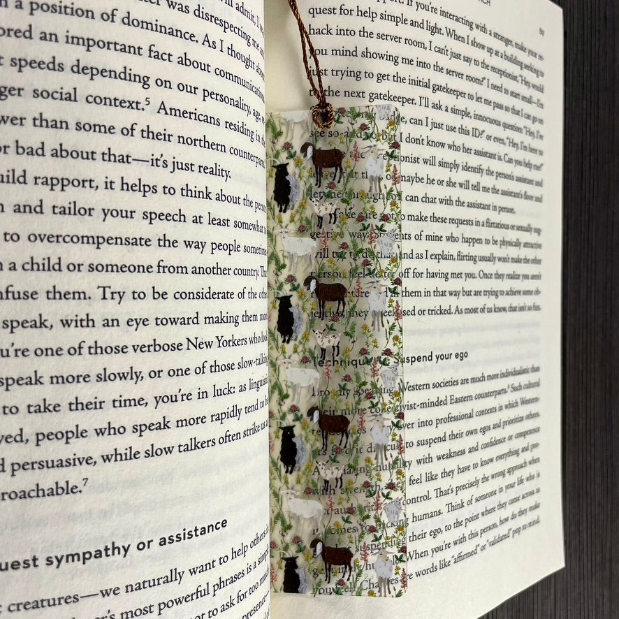 Goat Bookmark โ Cute Big & Baby Goats with Greenery | Farm Animal Gift for Book Lovers