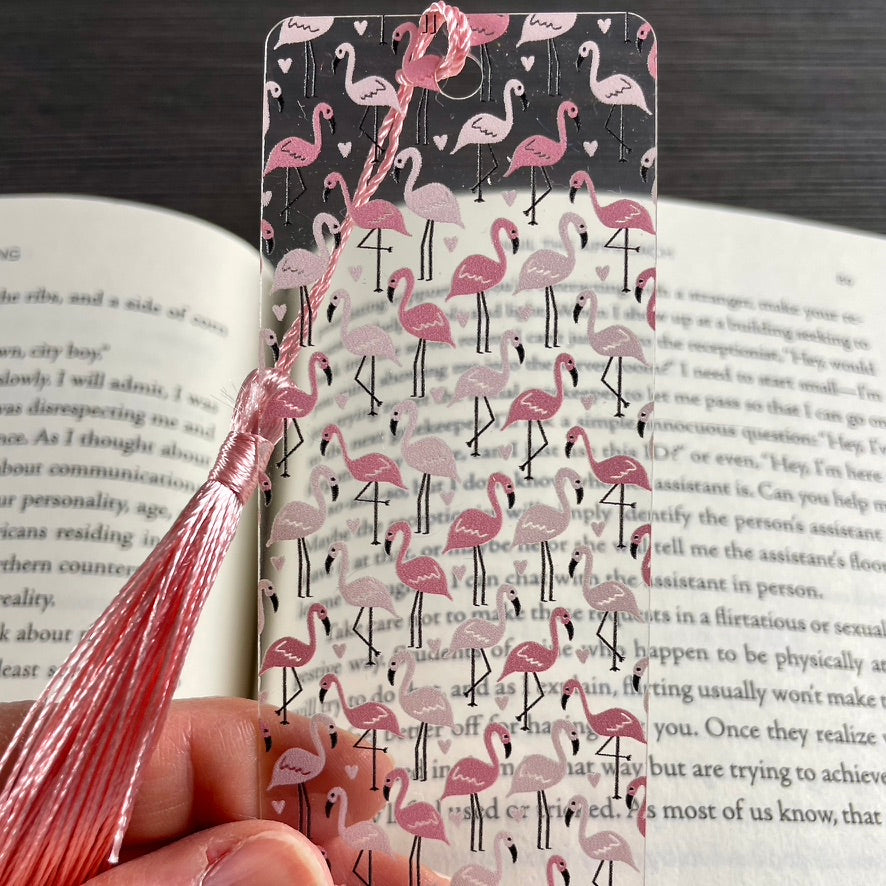 Pink Flamingo Bookmark with Tassel | Fun Gift for Book Lovers | Cute Summer Bookmark for Her or Teacher