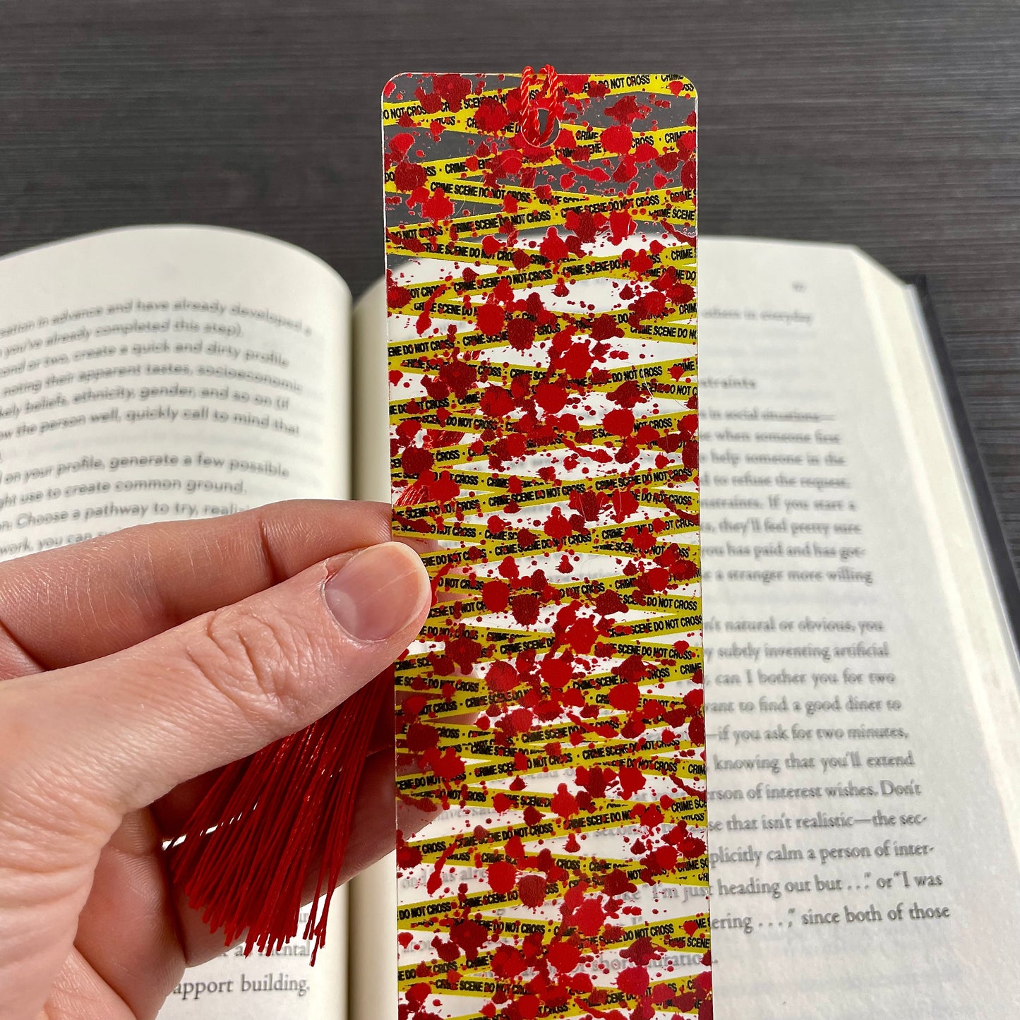 Crime Scene Bookmark – Do Not Cross Tape and Blood Splatter | Mystery & Thriller Reader Gift for True Crime Fans