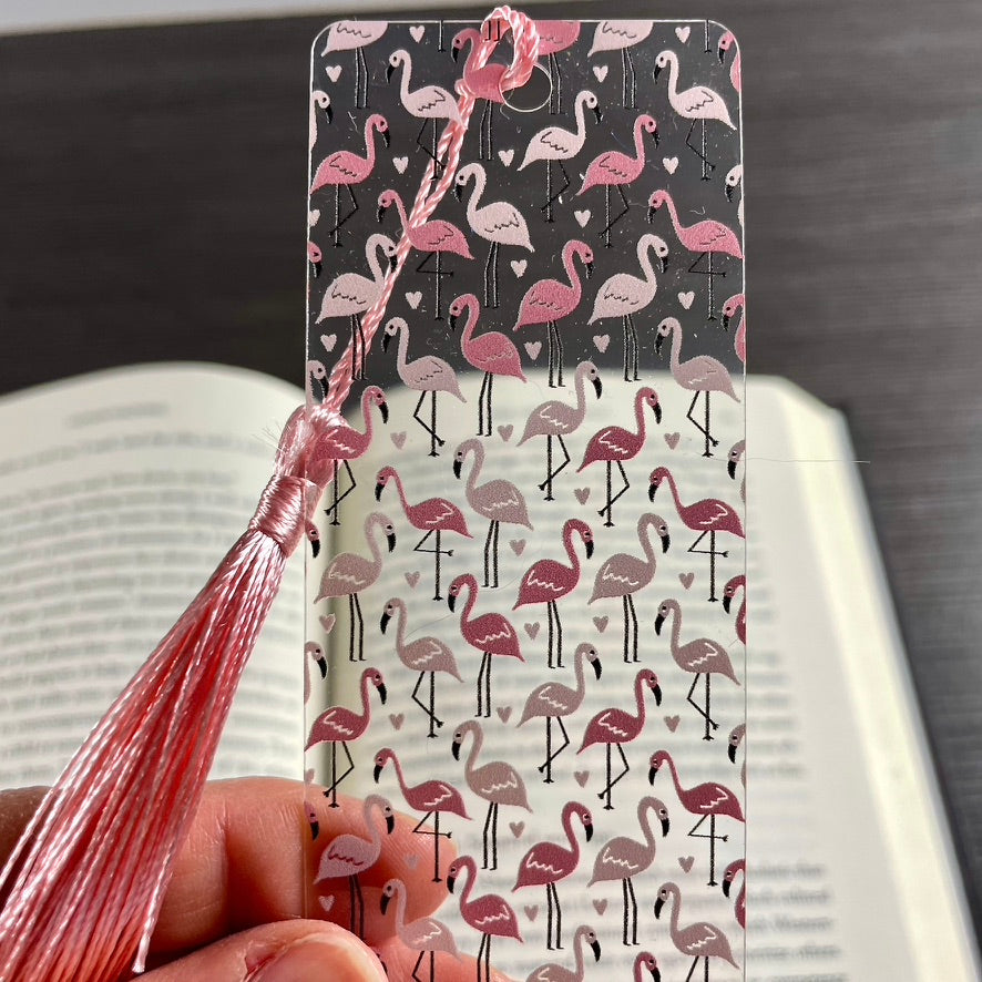 Pink Flamingo Bookmark with Tassel | Fun Gift for Book Lovers | Cute Summer Bookmark for Her or Teacher