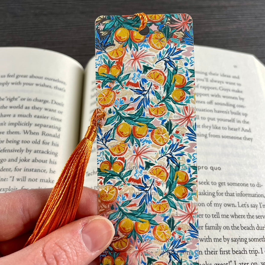 Juicy Orange Slice Bookmark with Tassel | Fun Summer Gift for Book Lovers | Citrus Reading Accessory for Her