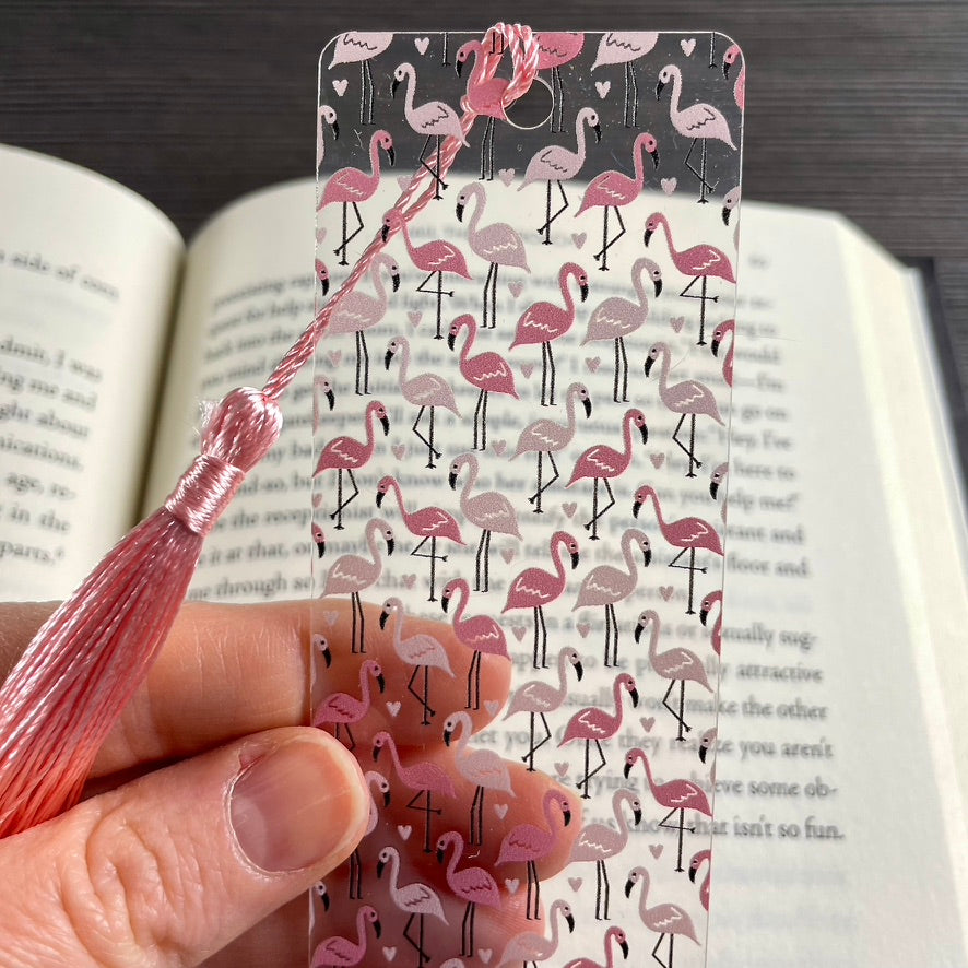 Pink Flamingo Bookmark with Tassel | Fun Gift for Book Lovers | Cute Summer Bookmark for Her or Teacher