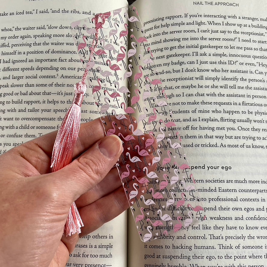Pink Flamingo Bookmark with Tassel | Fun Gift for Book Lovers | Cute Summer Bookmark for Her or Teacher