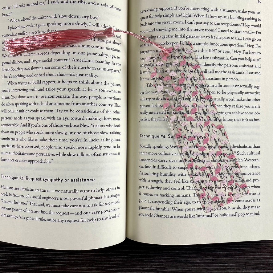 Pink Flamingo Bookmark with Tassel | Fun Gift for Book Lovers | Cute Summer Bookmark for Her or Teacher