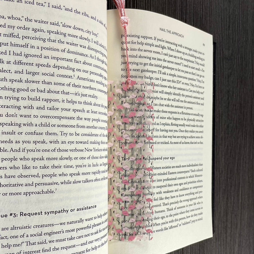 Pink Flamingo Bookmark with Tassel | Fun Gift for Book Lovers | Cute Summer Bookmark for Her or Teacher