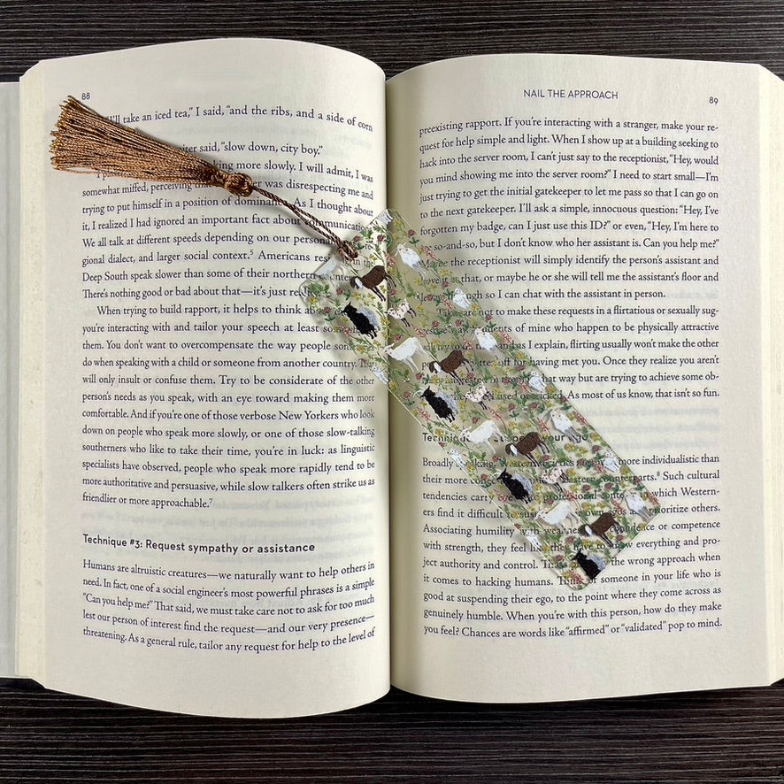Goat Bookmark โ Cute Big & Baby Goats with Greenery | Farm Animal Gift for Book Lovers