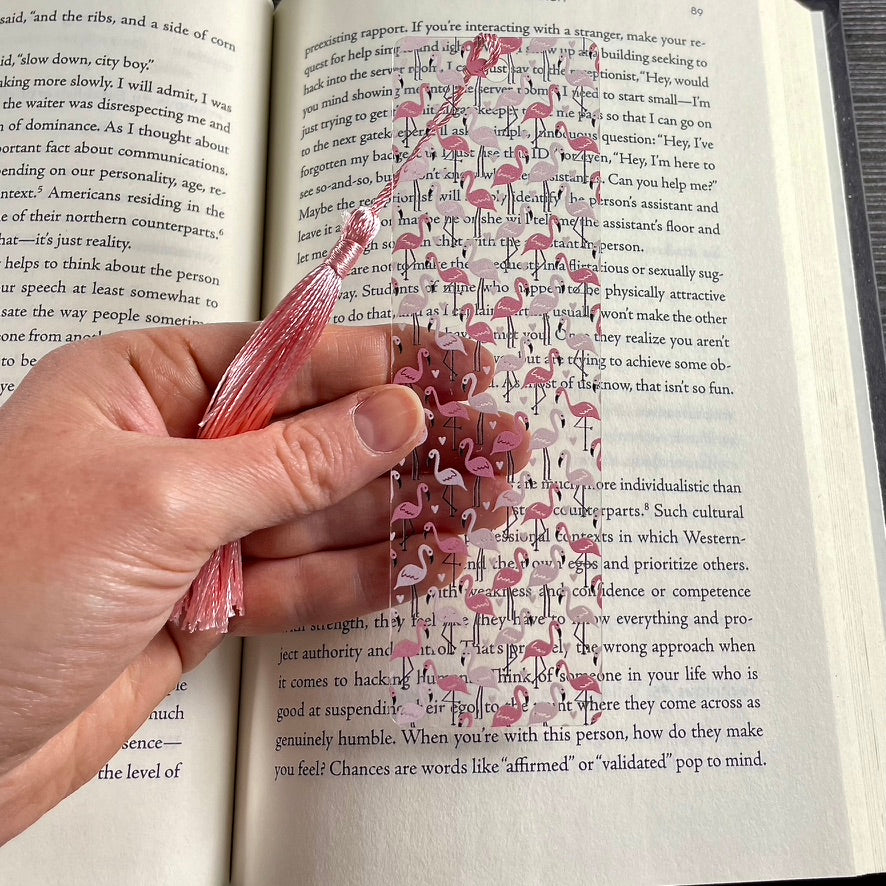 Pink Flamingo Bookmark with Tassel | Fun Gift for Book Lovers | Cute Summer Bookmark for Her or Teacher