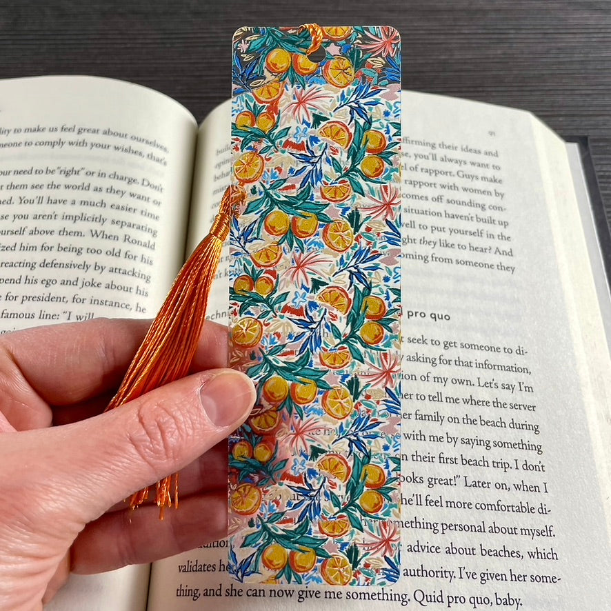 Juicy Orange Slice Bookmark with Tassel | Fun Summer Gift for Book Lovers | Citrus Reading Accessory for Her