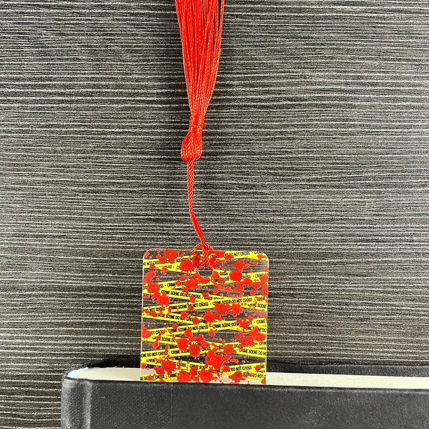 Crime Scene Bookmark – Do Not Cross Tape and Blood Splatter | Mystery & Thriller Reader Gift for True Crime Fans