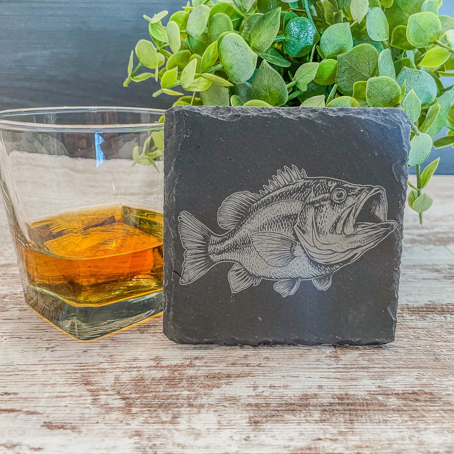 Stunning Bass Fish Slate Coasters – Set of 4 for Nature-Inspired Décor
