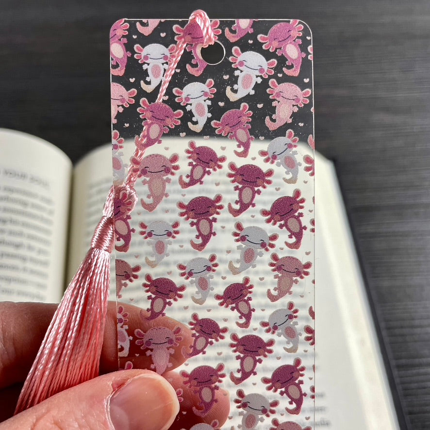 Pink Axolotl Bookmark | Cute Bookmark for Kids & Animal Lovers | Fun Gift for Readers | Kawaii Reading Accessory with Tassel