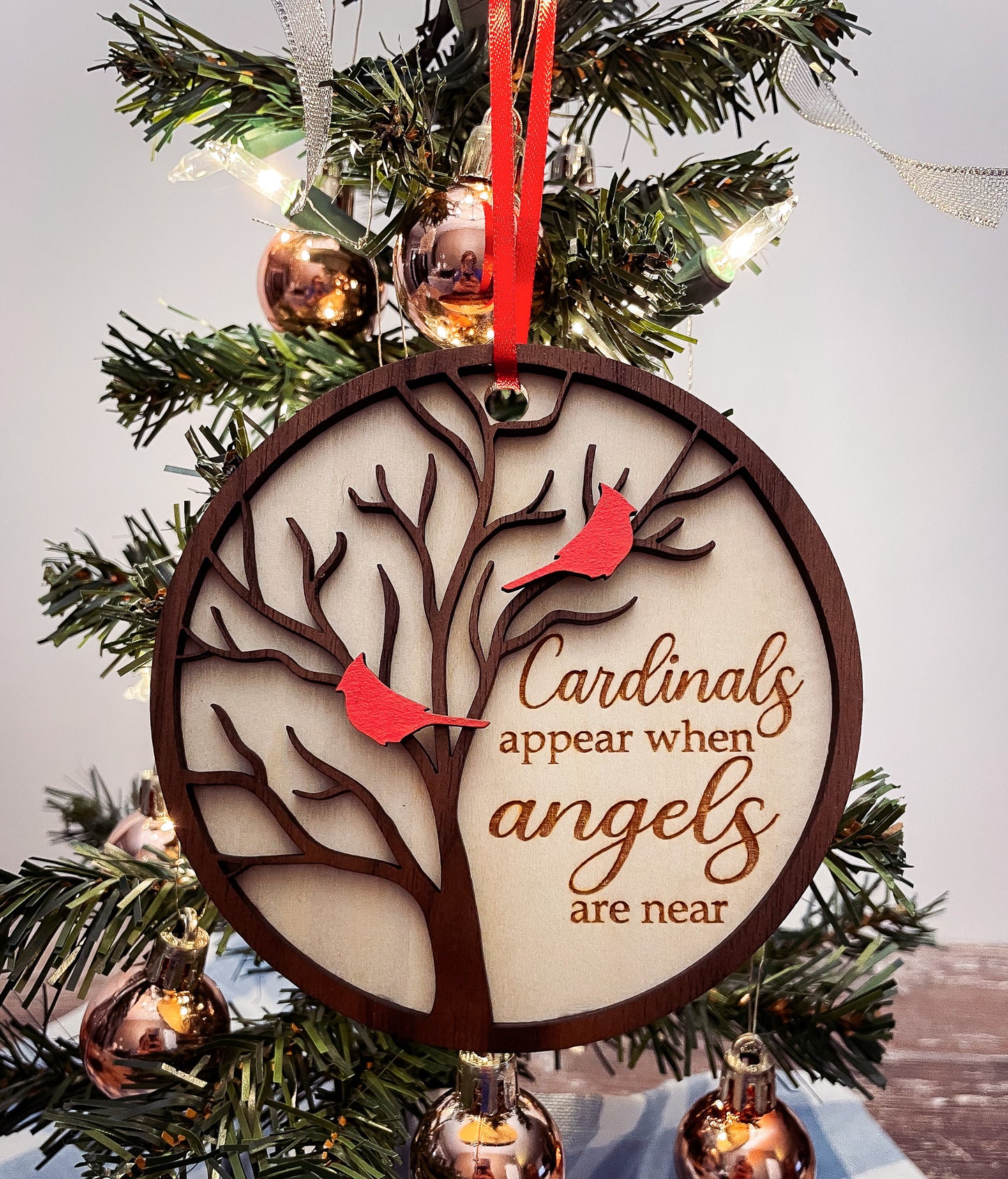 Cardinal Remembrance Ornament - Memorial Christmas Decoration, Loved Ones Tribute, Sympathy Gift, Red Bird Keepsake for Tree