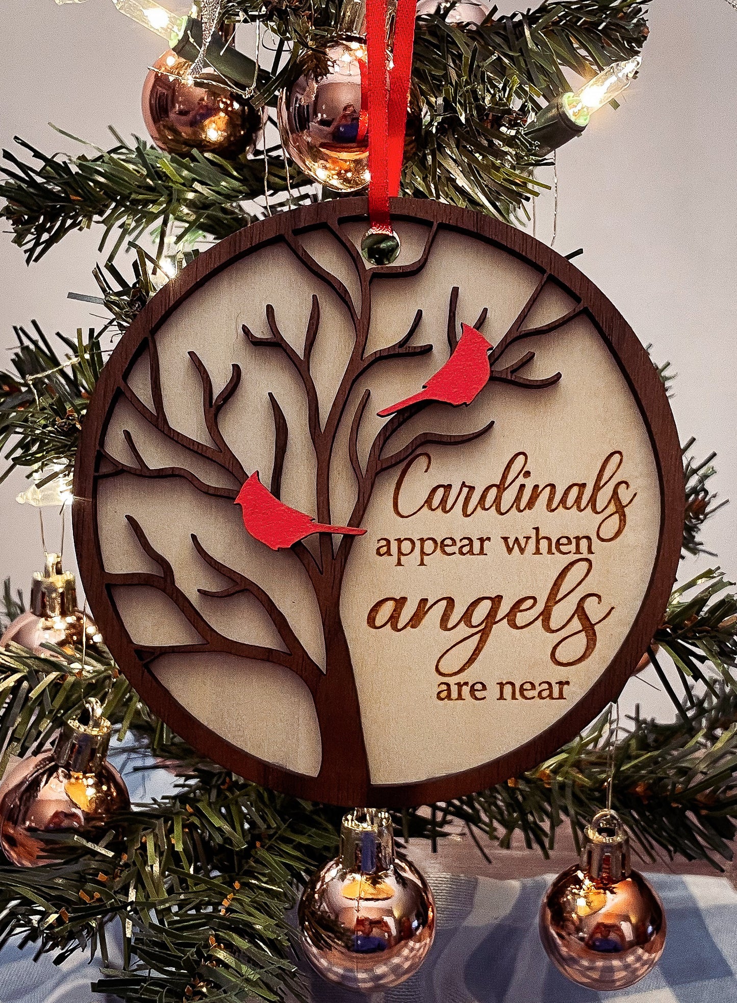 Cardinal Remembrance Ornament - Memorial Christmas Decoration, Loved Ones Tribute, Sympathy Gift, Red Bird Keepsake for Tree
