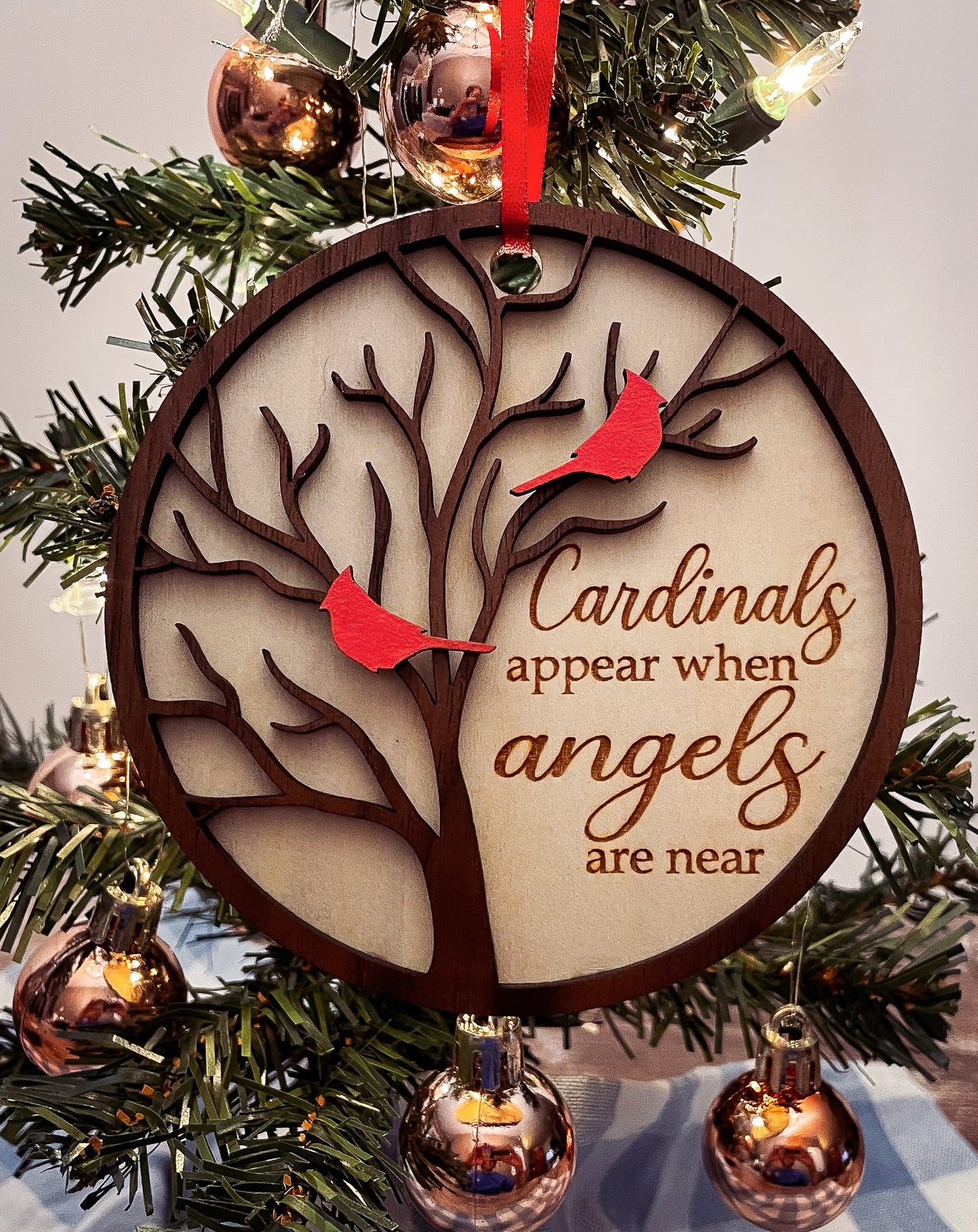 Cardinal Remembrance Ornament - Memorial Christmas Decoration, Loved Ones Tribute, Sympathy Gift, Red Bird Keepsake for Tree