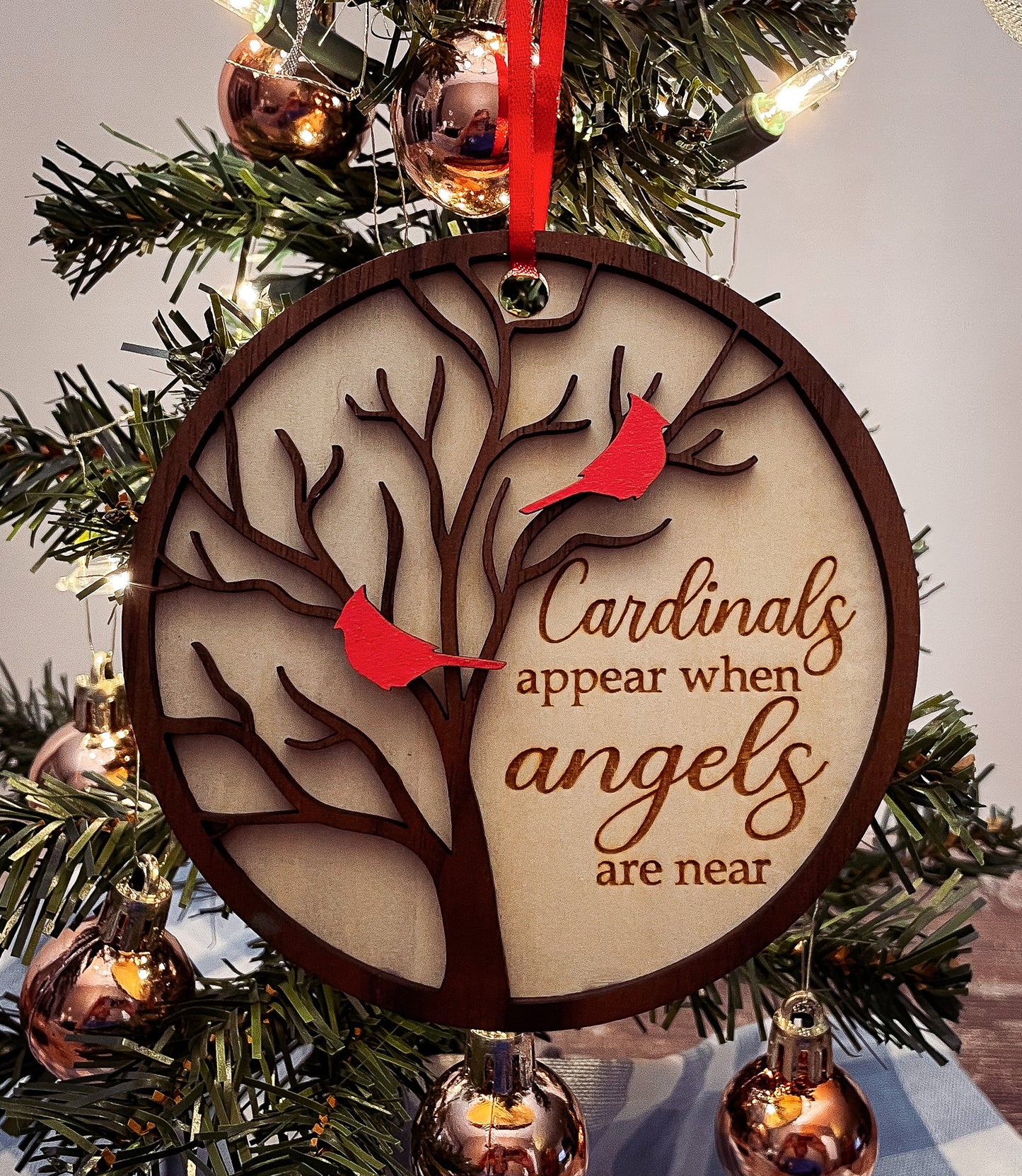Cardinal Remembrance Ornament - Memorial Christmas Decoration, Loved Ones Tribute, Sympathy Gift, Red Bird Keepsake for Tree