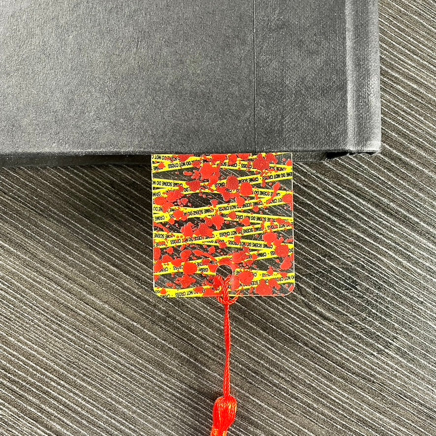 Crime Scene Bookmark – Do Not Cross Tape and Blood Splatter | Mystery & Thriller Reader Gift for True Crime Fans