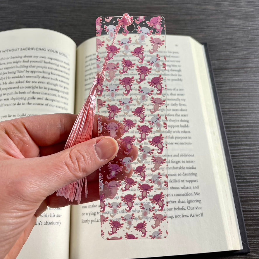 Pink Axolotl Bookmark | Cute Bookmark for Kids & Animal Lovers | Fun Gift for Readers | Kawaii Reading Accessory with Tassel