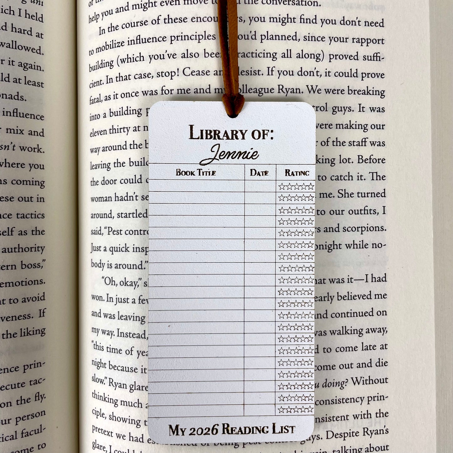 Personalized Reading Log Bookmark: Book Lover Gift