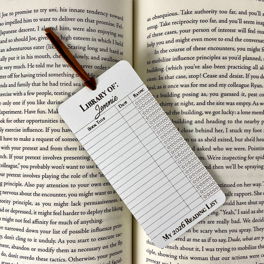Personalized Reading Log Bookmark: Book Lover Gift