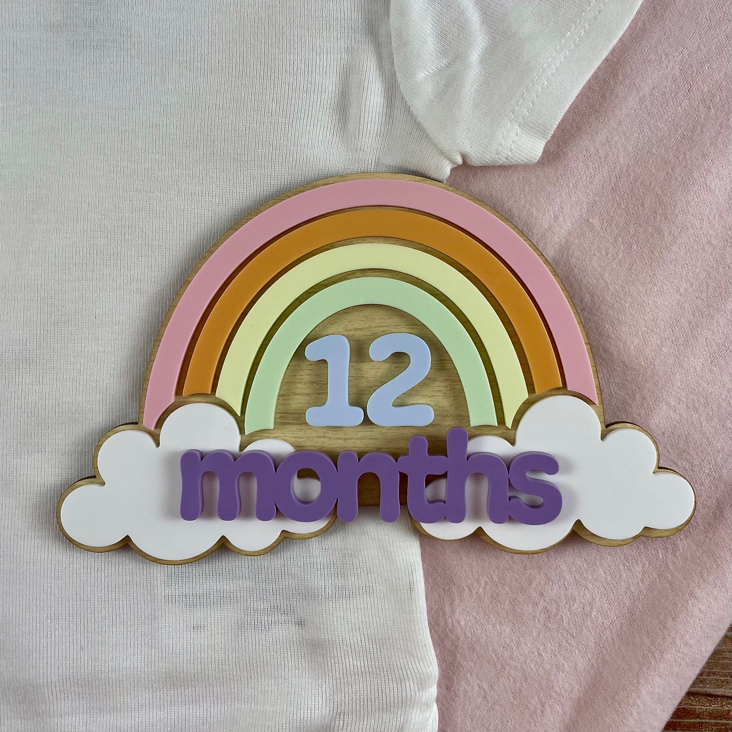 Rainbow Baby Milestone Sign β Monthly Photo Prop for Newborn β Interchangeable Acrylic Numbers β Baby Shower Gift β Nursery Decor