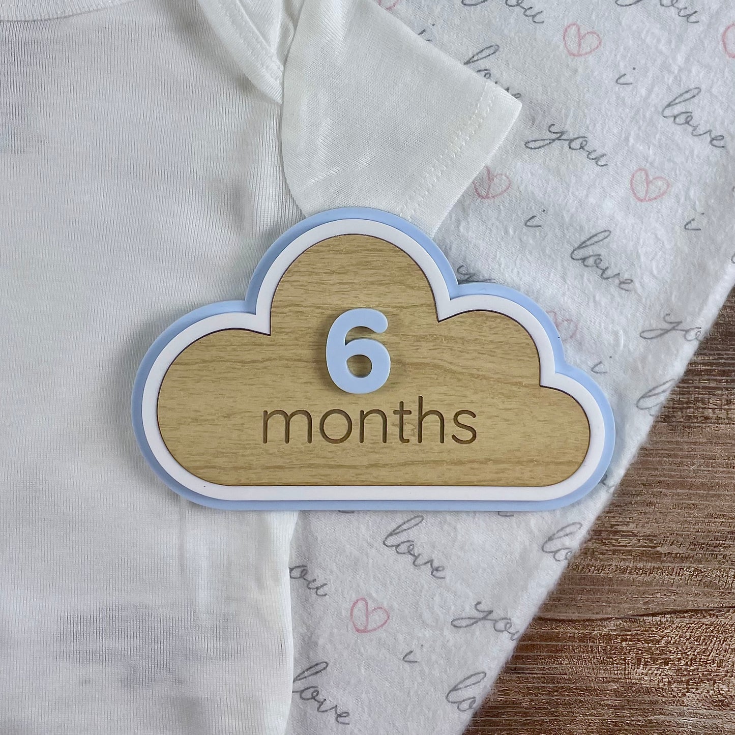 Cloud Baby Milestone Sign – Monthly Photo Prop with Interchangeable Numbers – Baby Shower Gift – Blue Nursery Decor – Keepsake