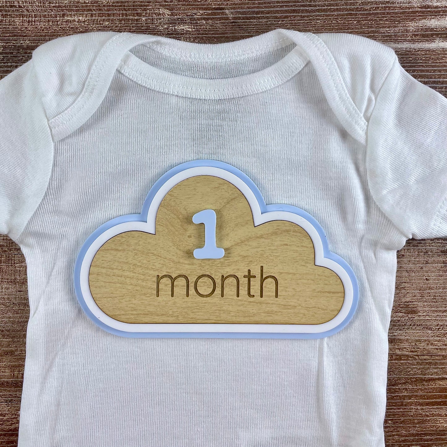 Cloud Baby Milestone Sign – Monthly Photo Prop with Interchangeable Numbers – Baby Shower Gift – Blue Nursery Decor – Keepsake