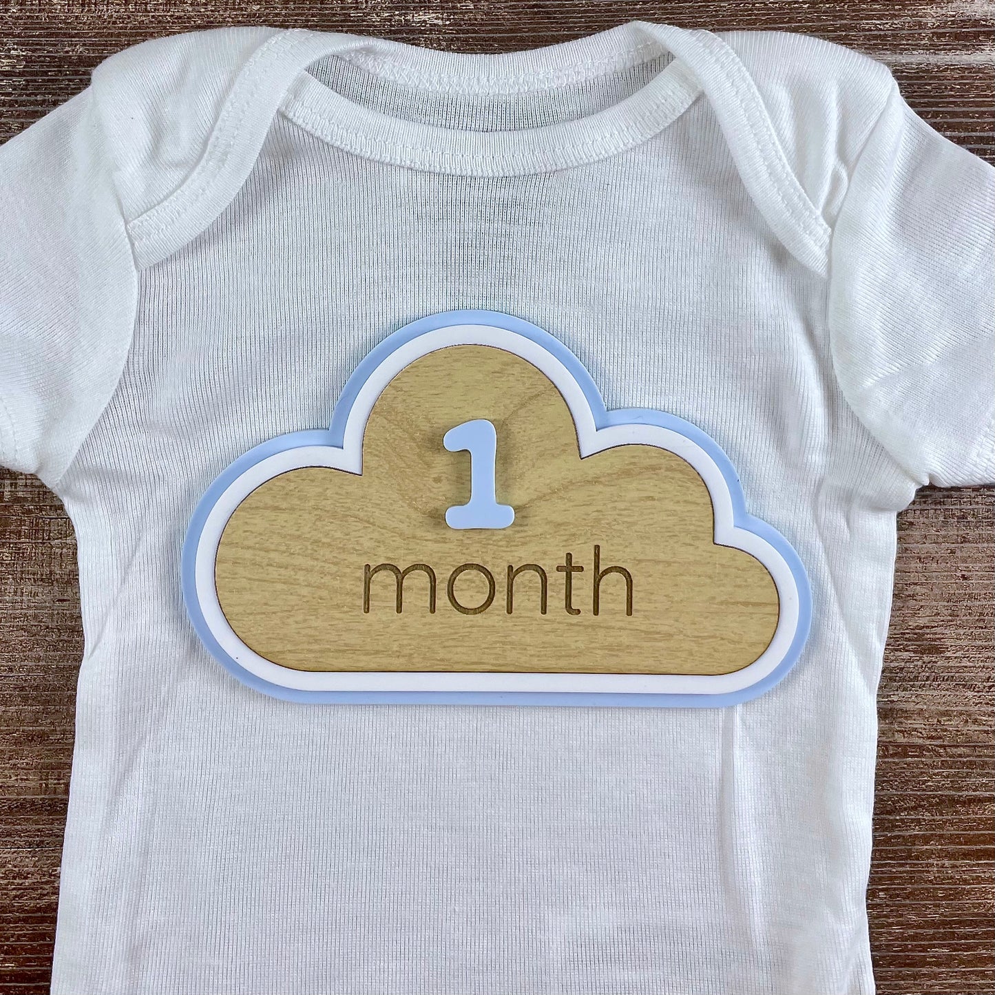 Cloud Baby Milestone Sign – Monthly Photo Prop with Interchangeable Numbers – Baby Shower Gift – Blue Nursery Decor – Keepsake