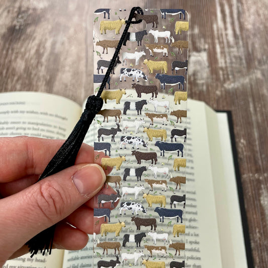 Cow Bookmark with Tassel | Cute Country Gift for Cow Lovers | Farm Animal Reading Accessory | Rustic Cowgirl Bookmark