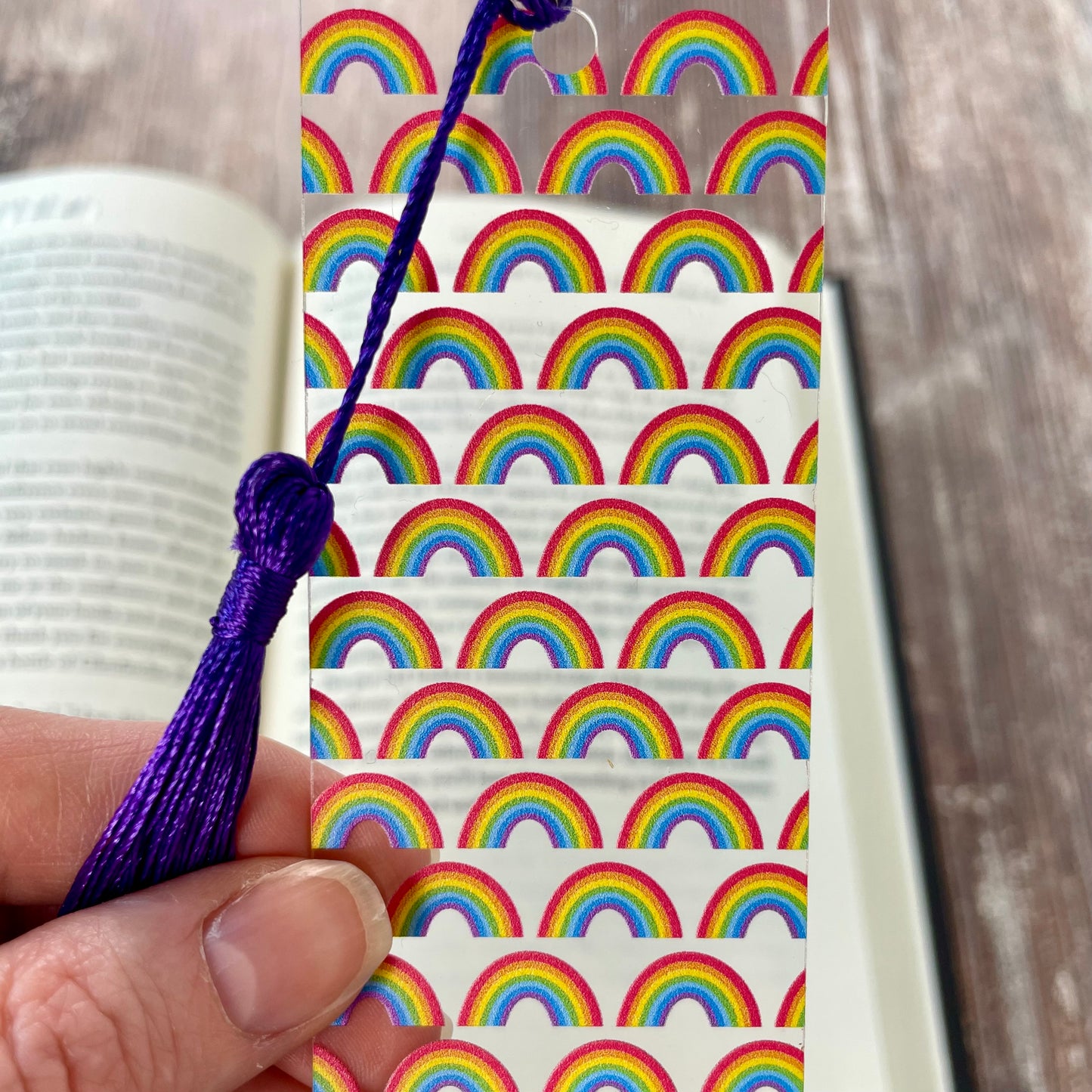 Rainbow Bookmark with Purple Tassel: Bright, Colorful Gift
