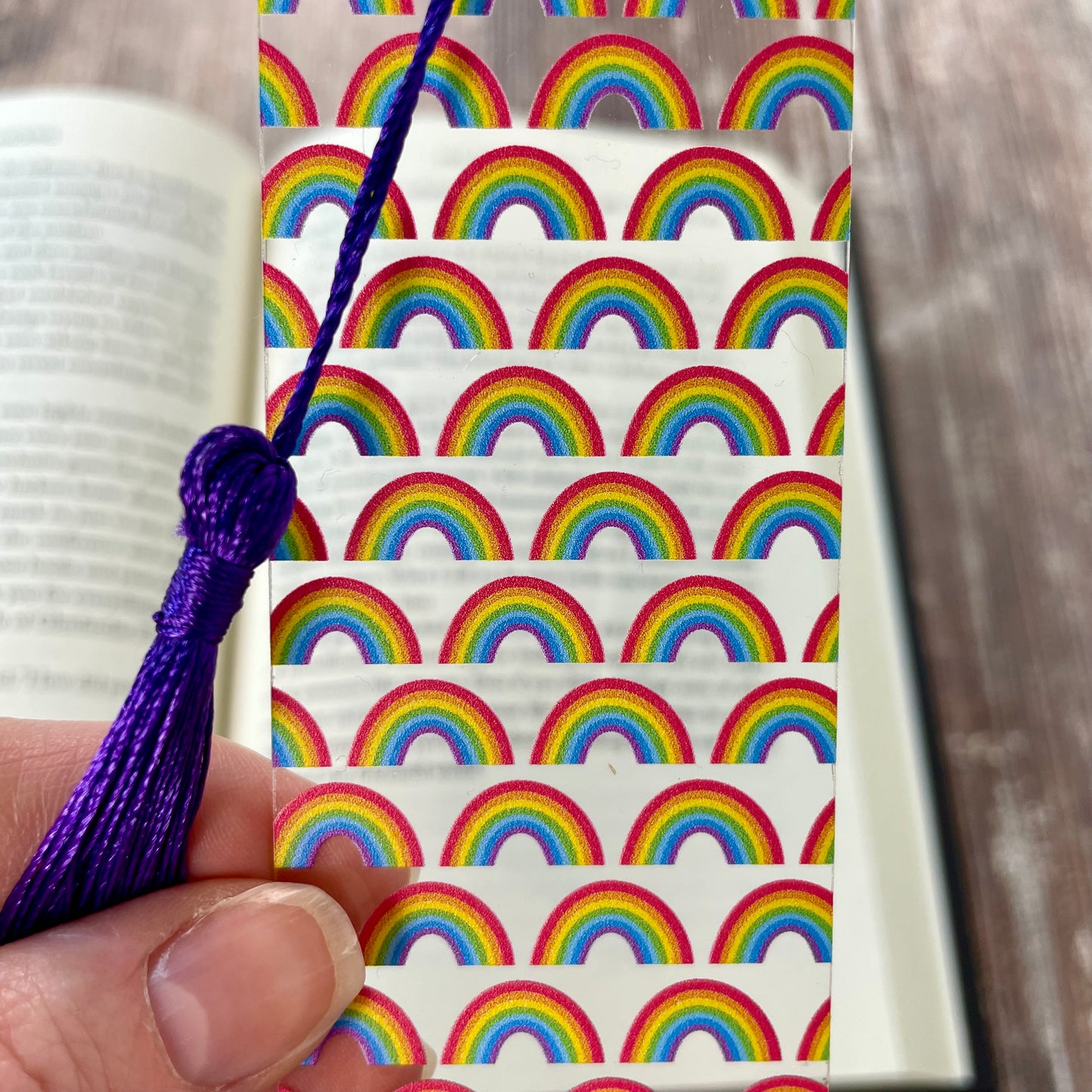 Rainbow Bookmark with Purple Tassel: Bright, Colorful Gift