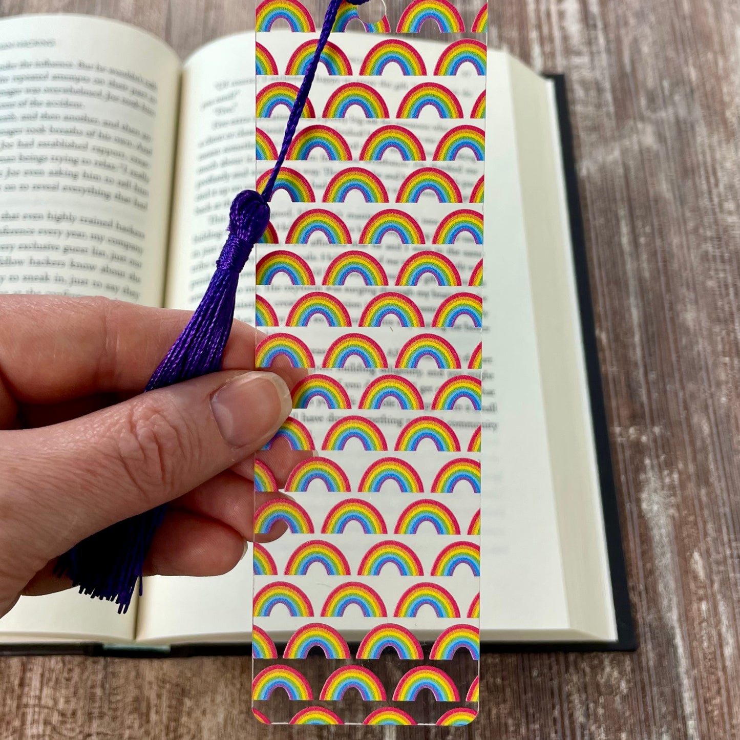 Rainbow Bookmark with Purple Tassel: Bright, Colorful Gift