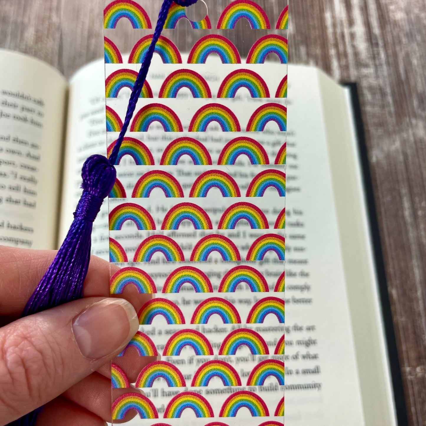 Rainbow Bookmark with Purple Tassel: Bright, Colorful Gift