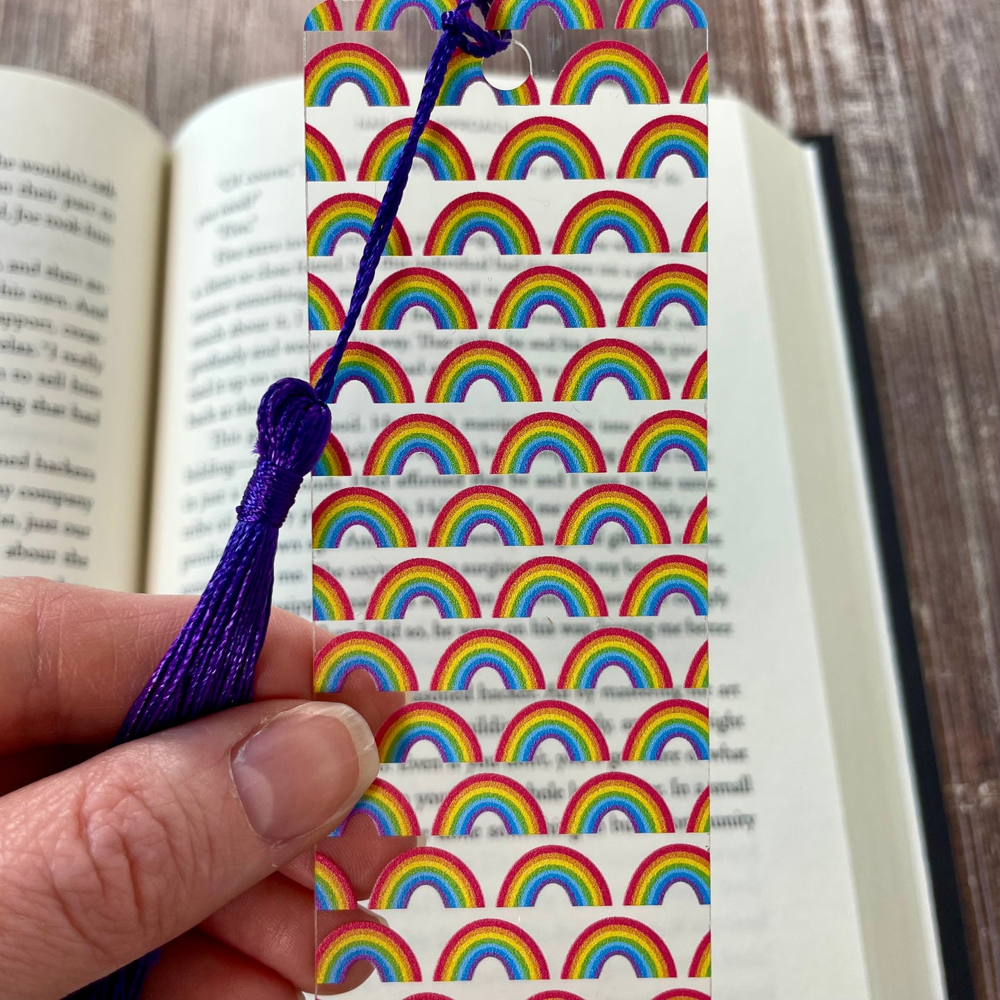 Rainbow Bookmark with Purple Tassel: Bright, Colorful Gift