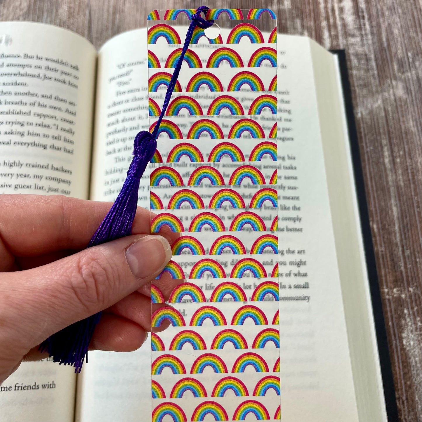 Rainbow Bookmark with Purple Tassel: Bright, Colorful Gift