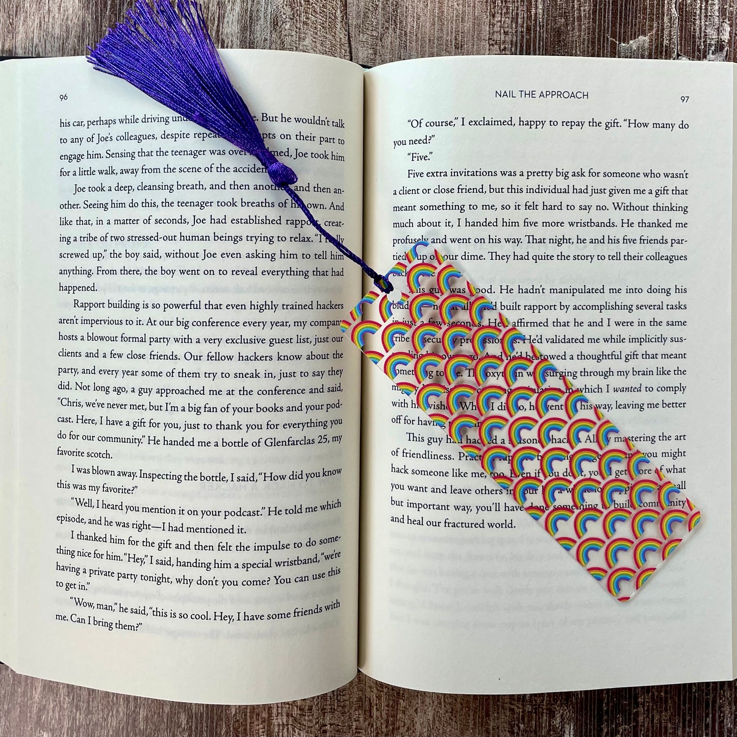 Rainbow Bookmark with Purple Tassel: Bright, Colorful Gift