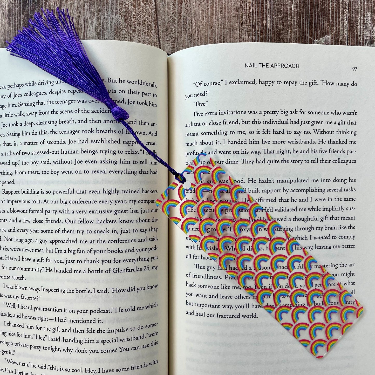 Rainbow Bookmark with Purple Tassel: Bright, Colorful Gift