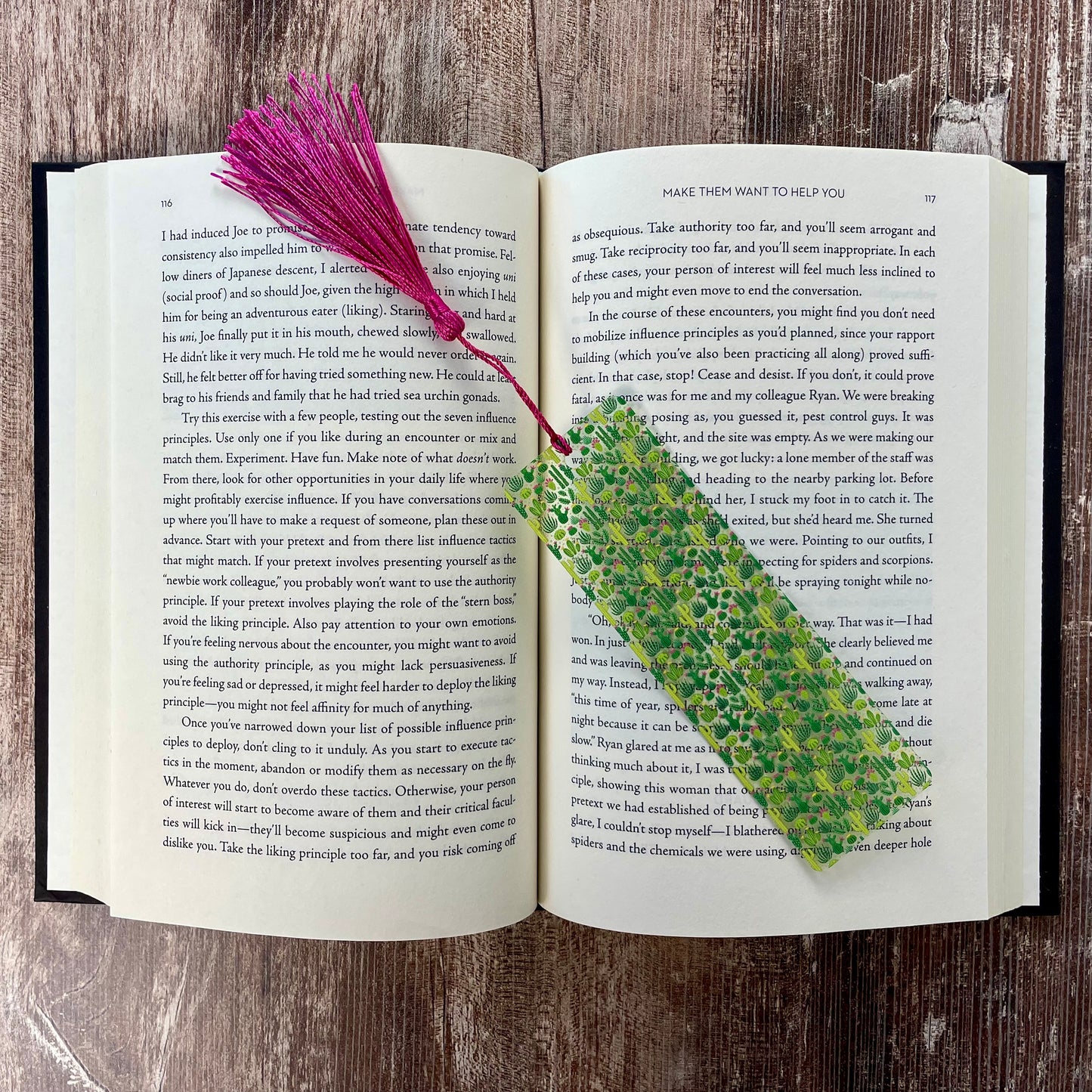 Cactus Bookmark with Pink Tassel: Unique Plant Lover Gift