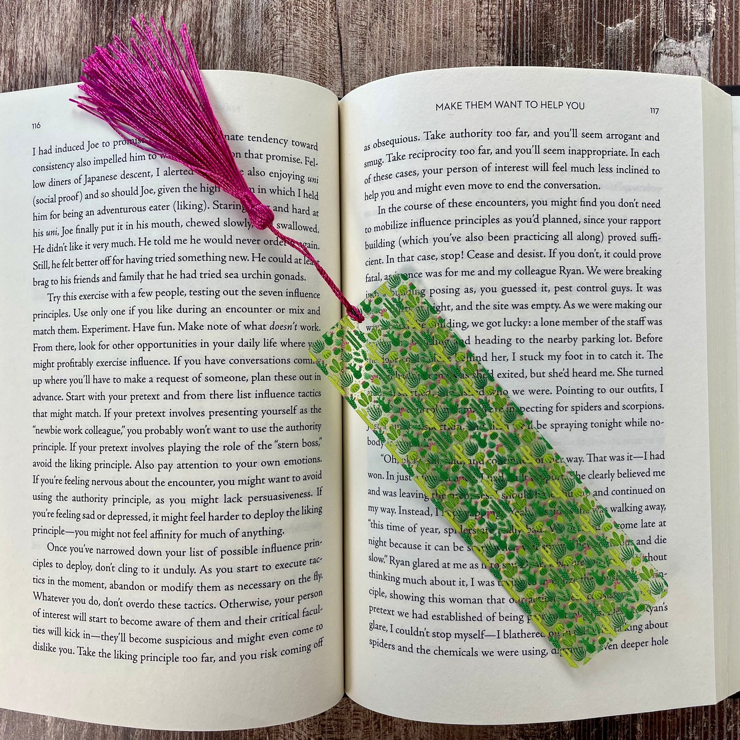 Cactus Bookmark with Pink Tassel: Unique Plant Lover Gift