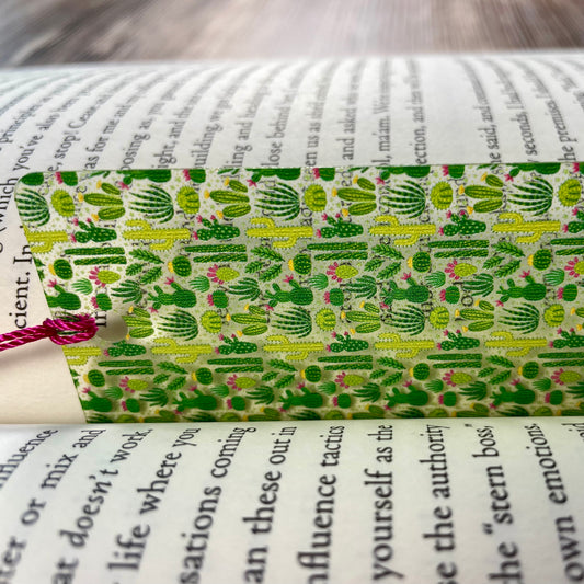 Cactus Bookmark with Pink Tassel: Unique Plant Lover Gift