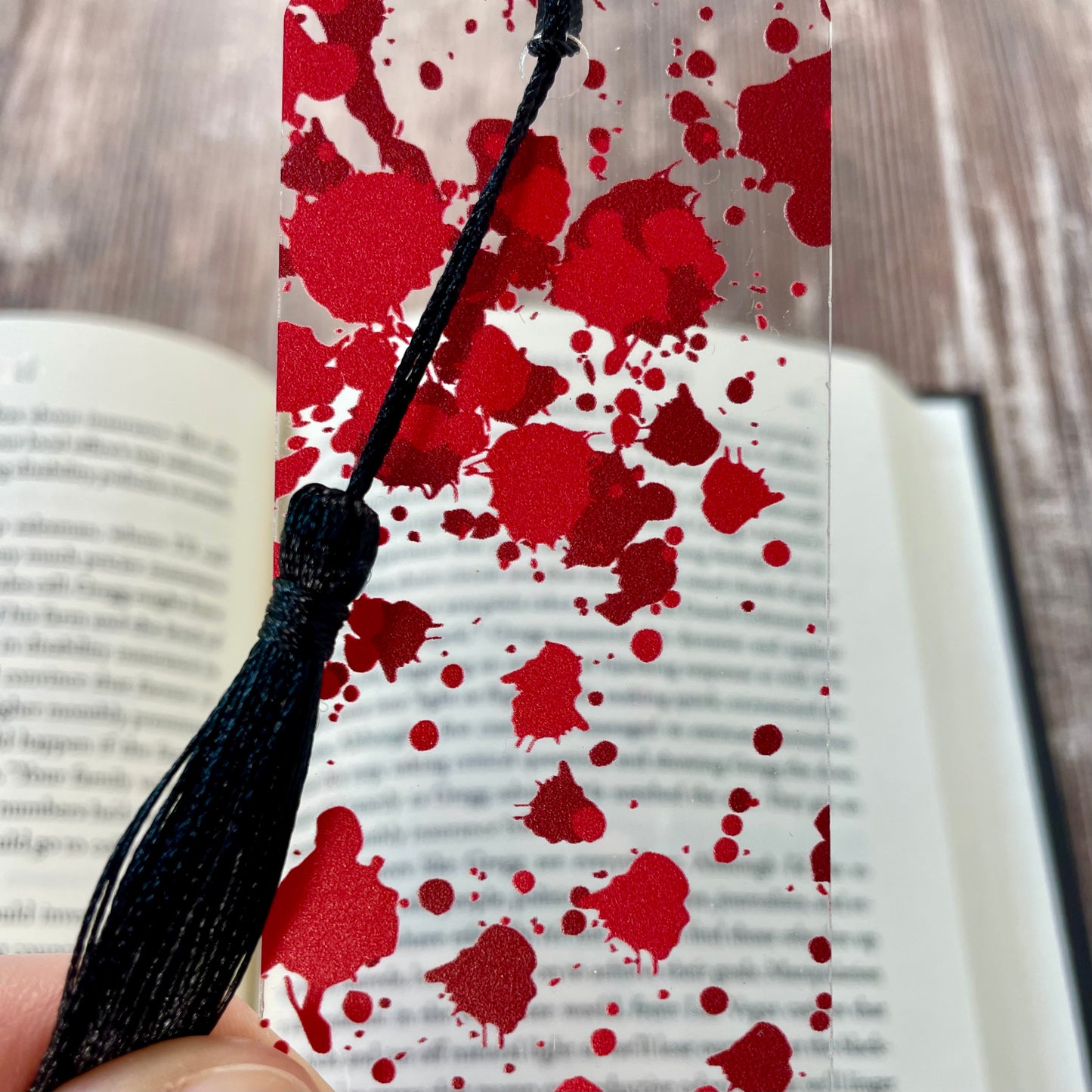Blood Splatter Bookmark – True Crime Thriller Gift for Mystery Readers | Creepy Horror Accessory for Book Lovers
