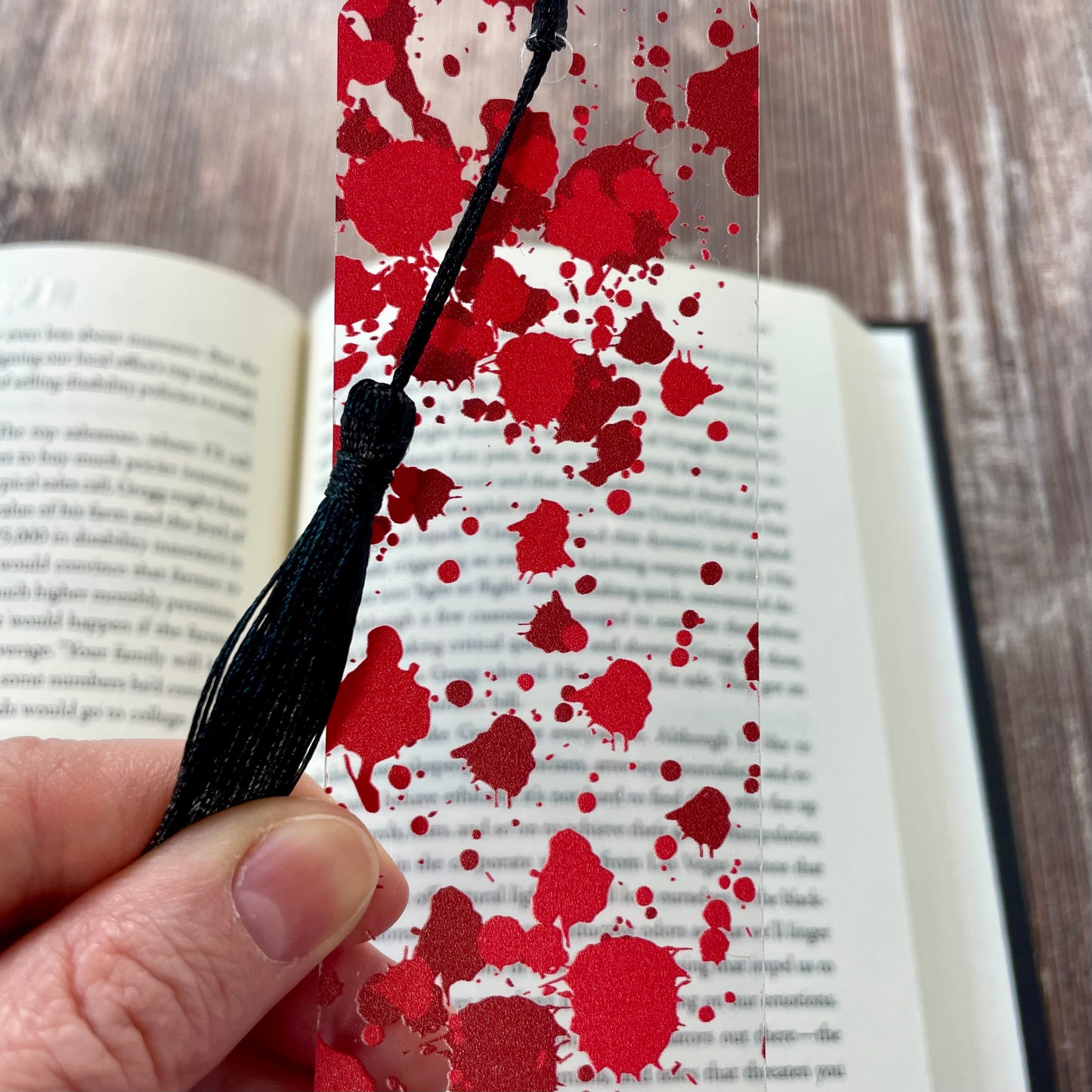 Blood Splatter Bookmark – True Crime Thriller Gift for Mystery Readers | Creepy Horror Accessory for Book Lovers