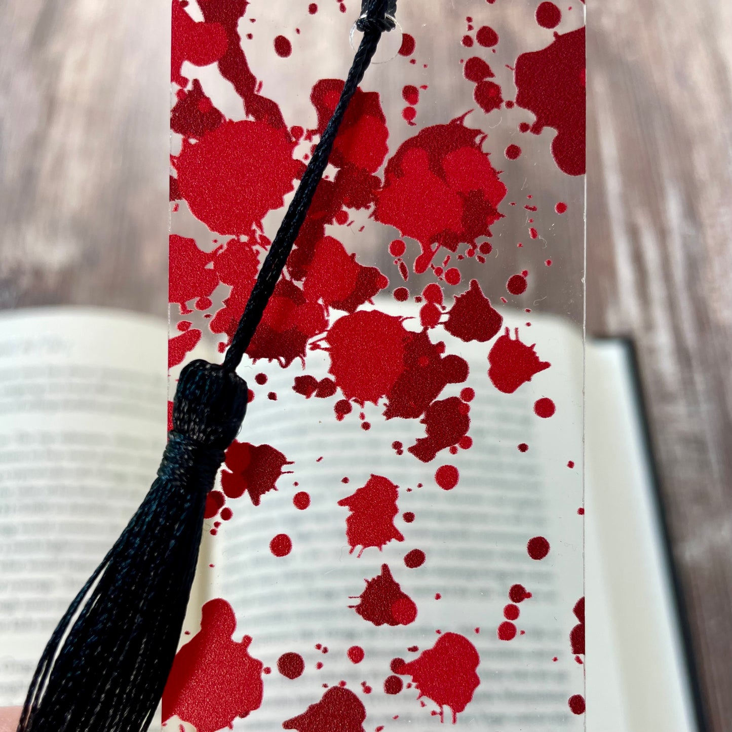 Blood Splatter Bookmark – True Crime Thriller Gift for Mystery Readers | Creepy Horror Accessory for Book Lovers