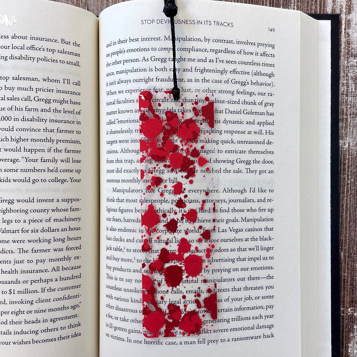 Blood Splatter Bookmark – True Crime Thriller Gift for Mystery Readers | Creepy Horror Accessory for Book Lovers