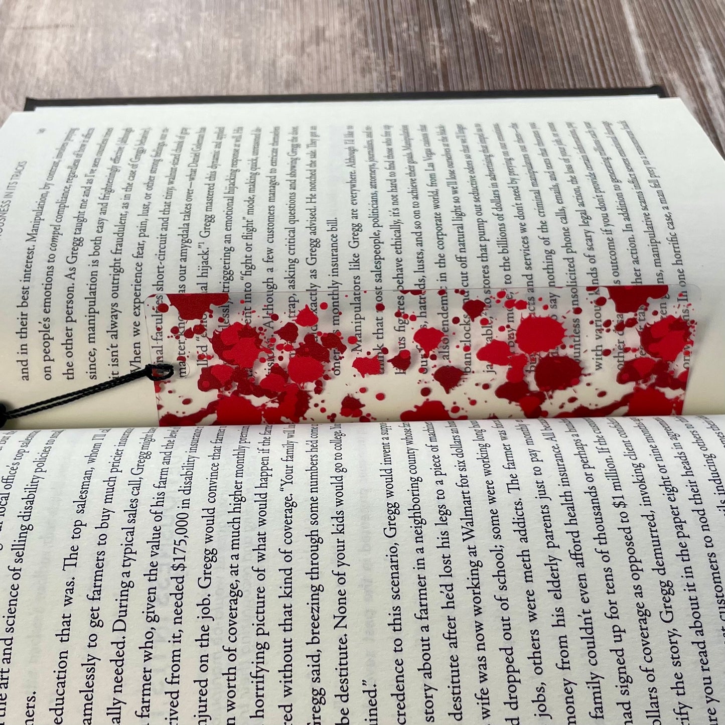 Blood Splatter Bookmark – True Crime Thriller Gift for Mystery Readers | Creepy Horror Accessory for Book Lovers