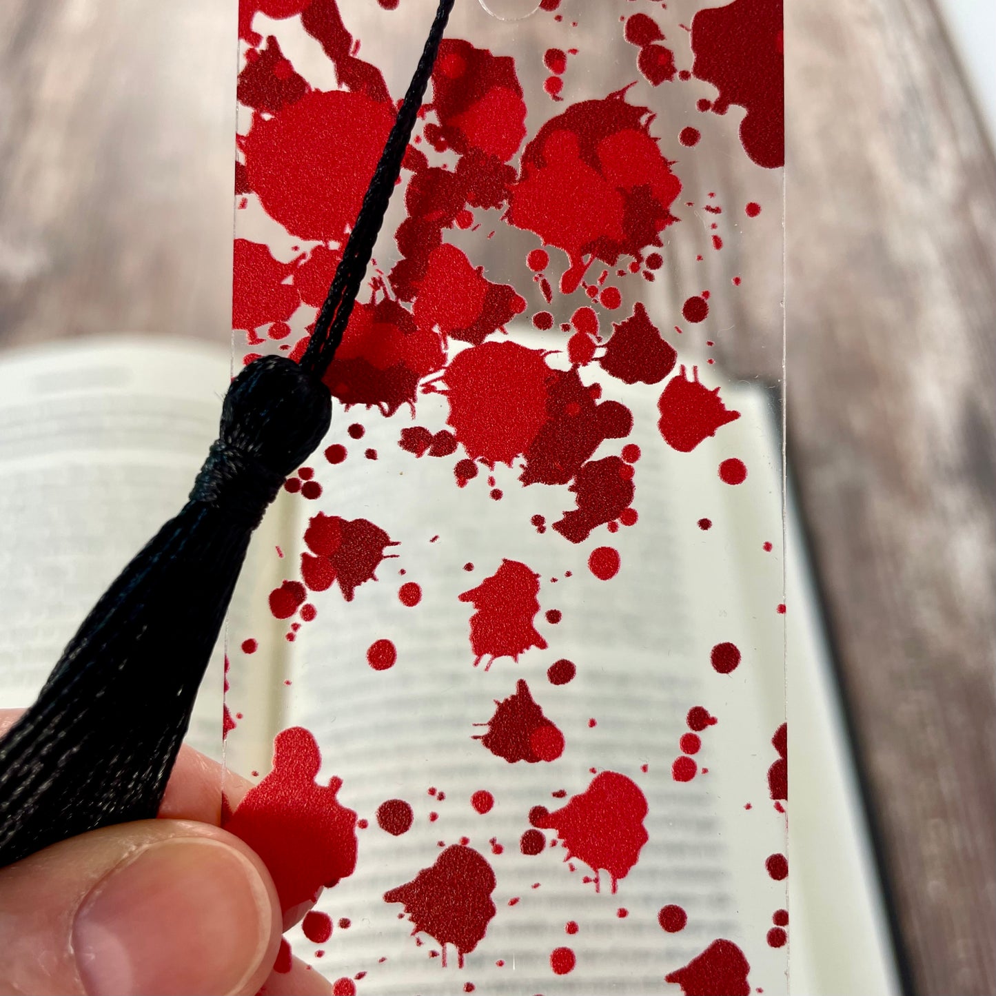 Blood Splatter Bookmark – True Crime Thriller Gift for Mystery Readers | Creepy Horror Accessory for Book Lovers